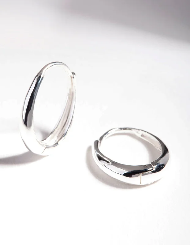 Women’s hoop earrings with diamonds-Sterling Silver Oval Drop Huggie Earrings