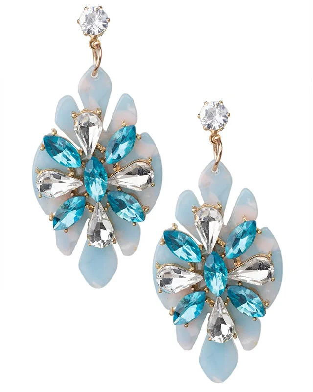 Women’s bridal diamond earrings-Blue Resin Flower Earrings