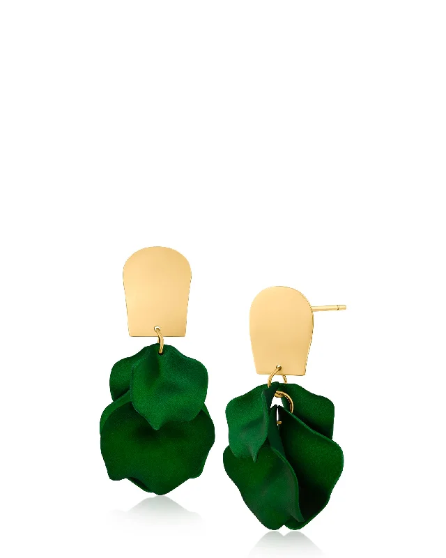 Women’s special occasion earrings-Green Leaf Drop Earrings