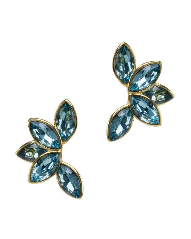 Women’s gold hoop earrings-Aqua Crystal Marquise Earrings