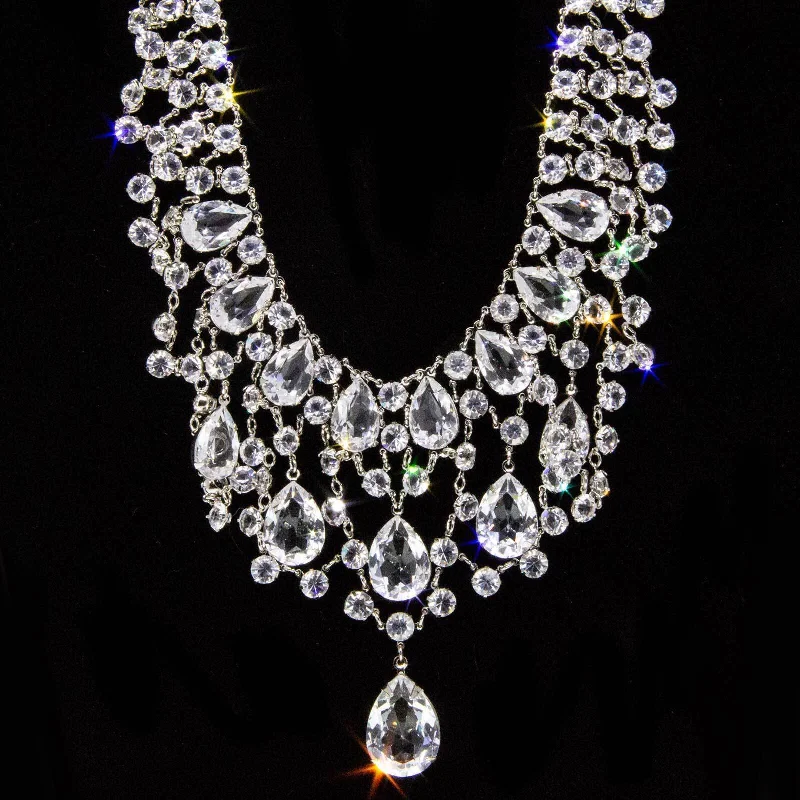 Women’s colorful necklaces-1928 Jewelry Vintage Austrian Crystal Bib Necklace 15" + 3" Extender