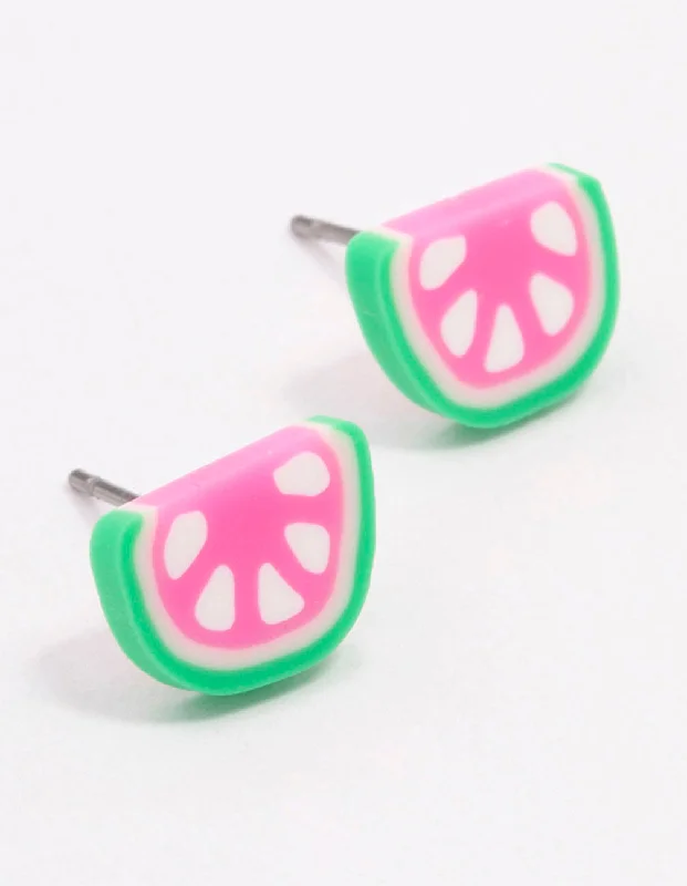 Women’s drop earrings-Plastic Watermelon Hoop Earrings