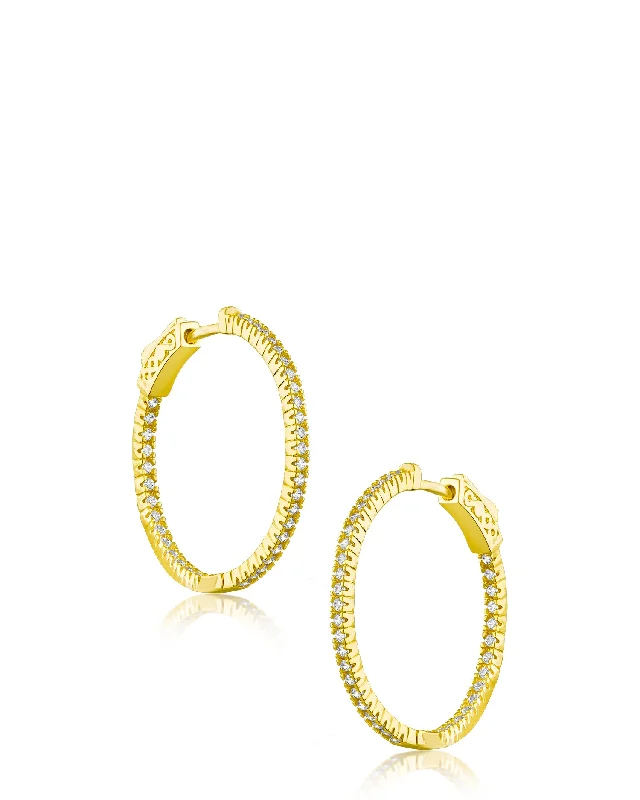 Women’s polished silver earrings-Inside Out Yellow Gold Plated Hoop Earring