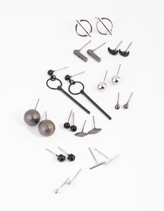 Women’s simple stud earrings-Mixed Metal Edgy Stud Earrings