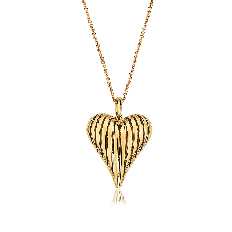 Women’s collar necklaces-Angel Heart Large Gold Pendant