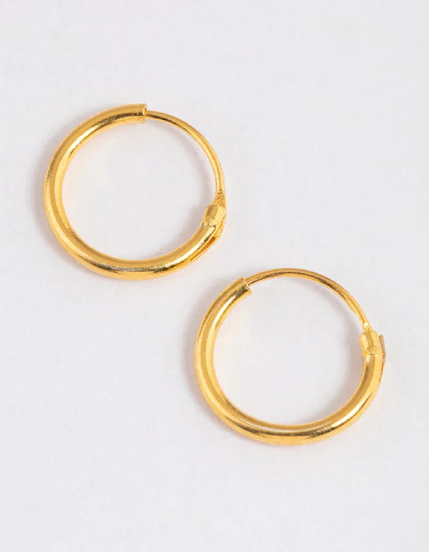 Women’s hoop earrings-Gold Plated Sterling Silver Hoop Earrings 10mm