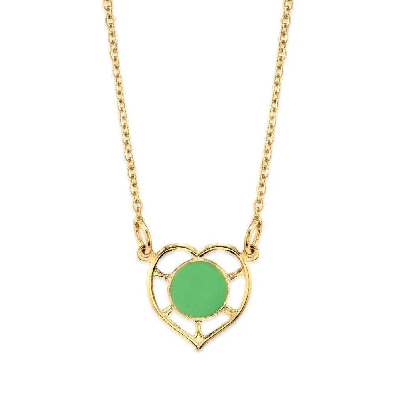 Women’s long chain necklaces-1928 Jewelry Dainty Heart With Enamel Circle Pendant Necklace 16"