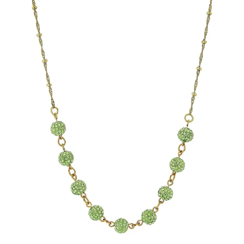 Women’s emerald necklaces-1928 Jewelry Crystal Fireball Pave Necklace 16" + 3" Extender