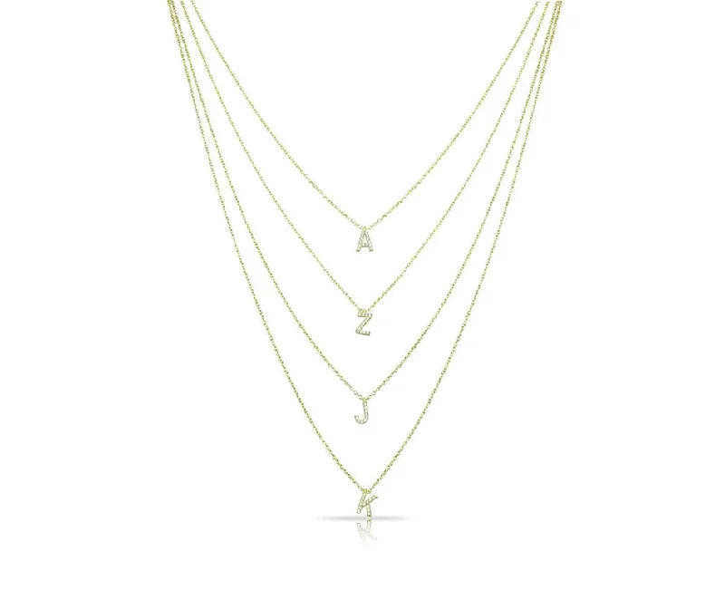 Women’s dainty necklaces-Layered Initial Necklace