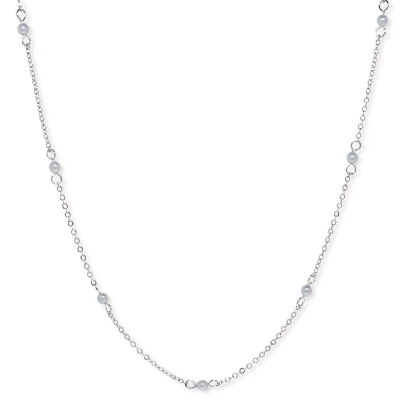 Women’s birthstone pendant necklaces-1928 Jewelry Grey 3mm Faux Pearl Chain Necklace 16"