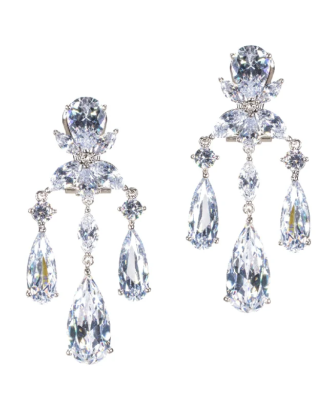 Women’s cute earrings-Pear CZ Statement Earrings