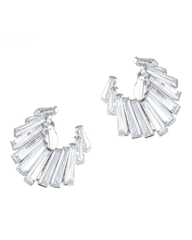 Women’s everyday earrings-Baguette Crescent Earrings