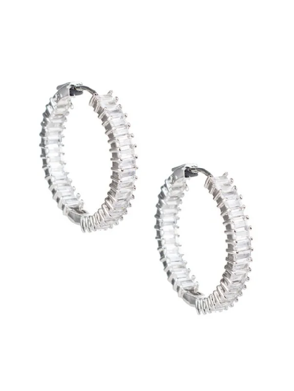 Women’s vintage hoop earrings-Baguette Hoop Earrings