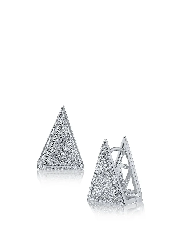 Women’s clip-on earrings-Pave CZ Triangle Earrings