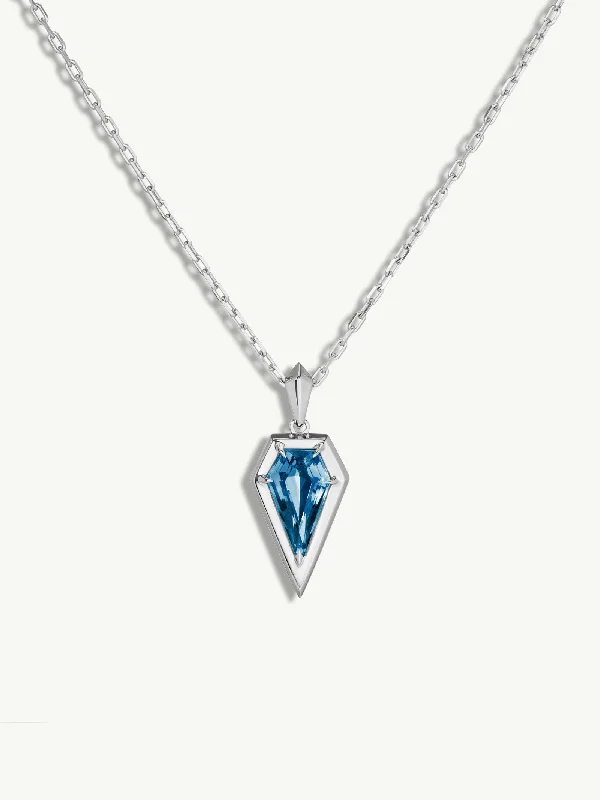 Women’s feather necklaces-Aphrodite Amulet Pendant Necklace With Blue Topaz In 18K White Gold