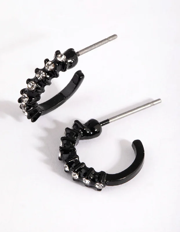 Women’s elegant earrings-Matte Diamante Hoop Earrings