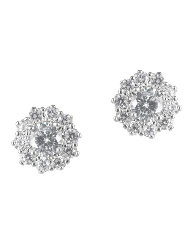 Women’s statement earrings-Round CZ Stud Earrings