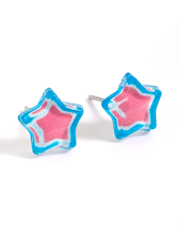 Women’s small earrings-Plastic Resin Star Stud Earrings