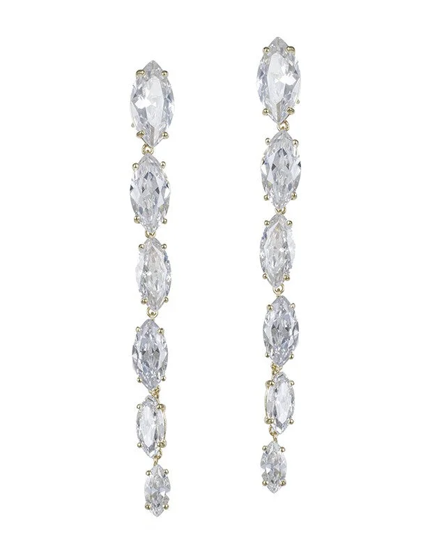 Women’s stud earrings-Marquise Vertical Drop Earrings