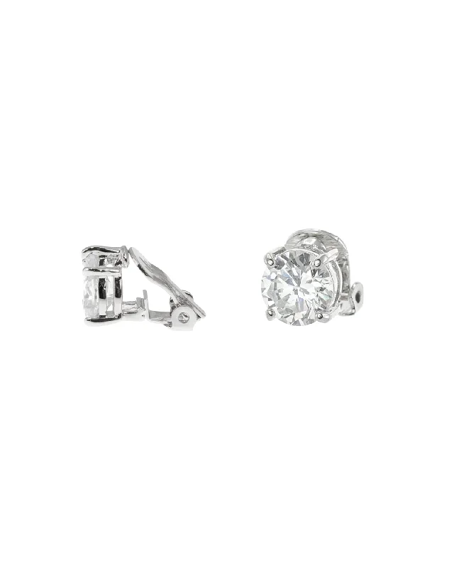 Women’s bridal diamond earrings-Round Stud Clip Earrings