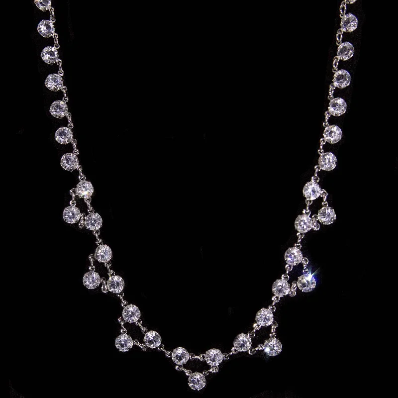 Women’s vintage gold necklaces-1928 Jewelry Brilliant Vintage Austrian Crystal Collar Necklace 15"