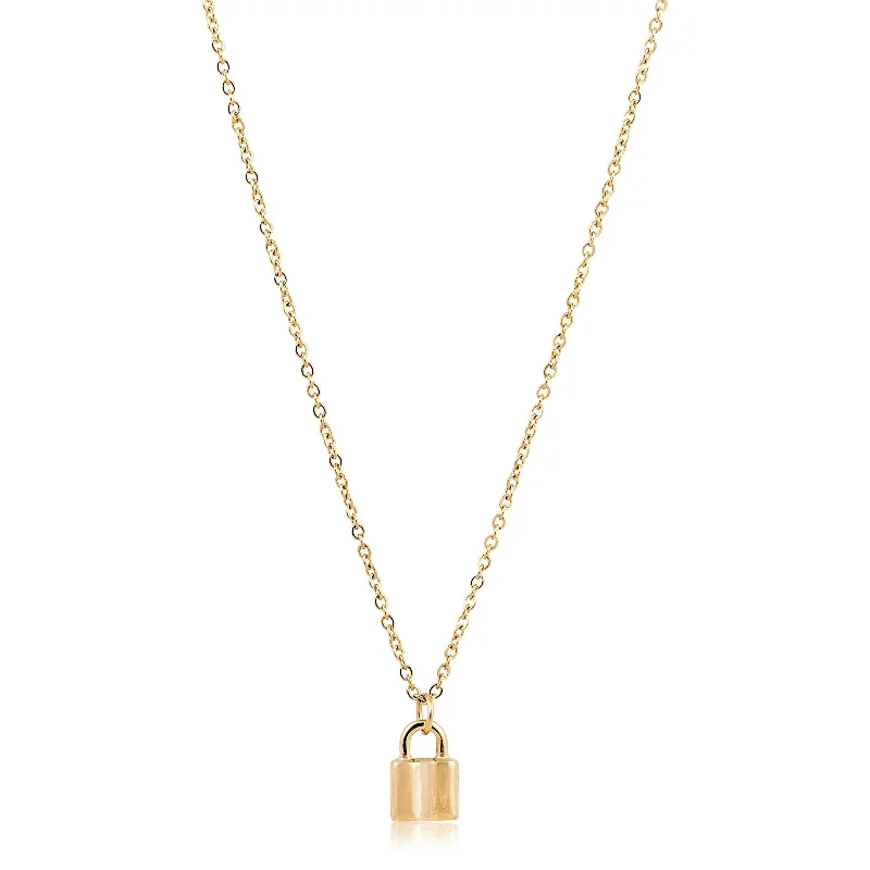 Women’s long chain necklaces-Mini Lock Necklace