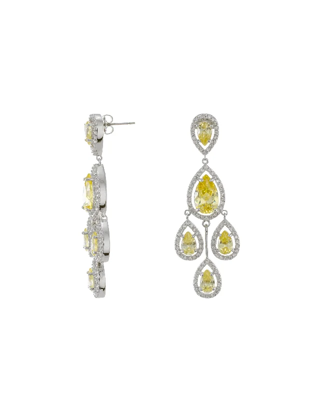 Women’s star earrings-Pear CZ Drop Earrings