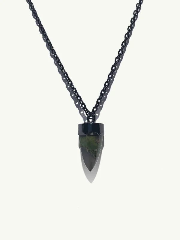 Women’s sapphire necklaces-Levant Amulet Pendant Necklace With Green Jasper In 18K Blackened Gold