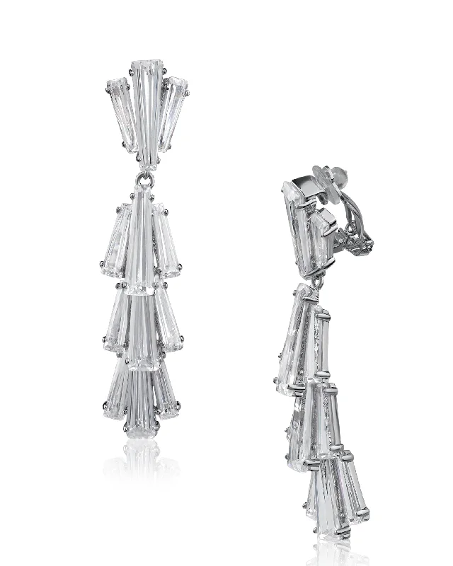 Women’s vintage-inspired earrings-Waterfall Baguette Earrings