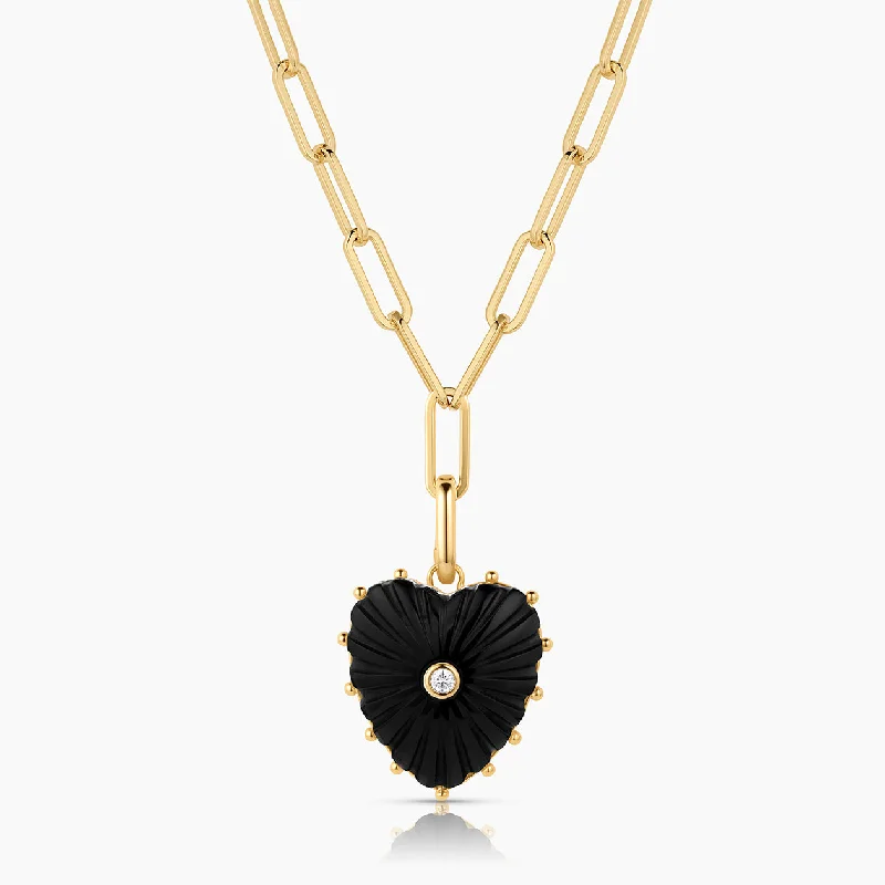 Women’s crystal pendant necklaces-Malene Onyx Clip Necklace