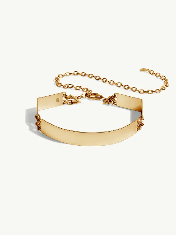 Women’s fashion necklaces-Roman Choker Necklace With Chain In 18K Yellow Gold