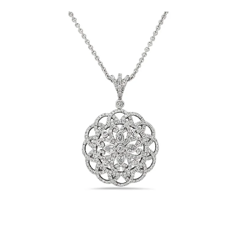 Women’s gothic necklaces-Diamond Pave Round Amulet Pendant