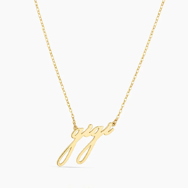 Women’s vintage diamond necklaces-14k Fine Gigi Script Necklace