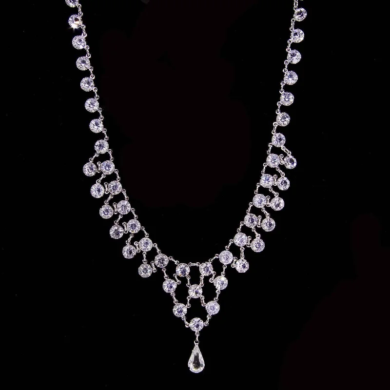 Women’s minimalist necklaces-1928 Jewelry Tear Drop Austrian Crystal Necklace 15"