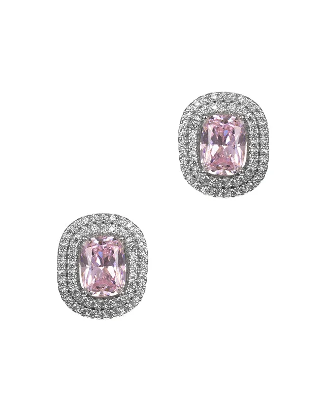 Women’s heart-shaped earrings-Pink CZ Clip On Earrings