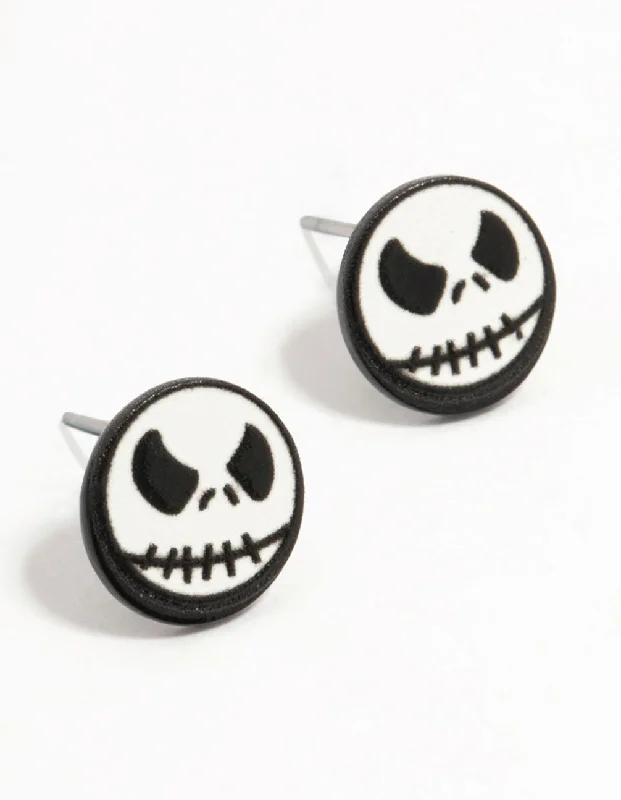 Women’s ear cuff earrings-Round Skeleton Stud Earrings