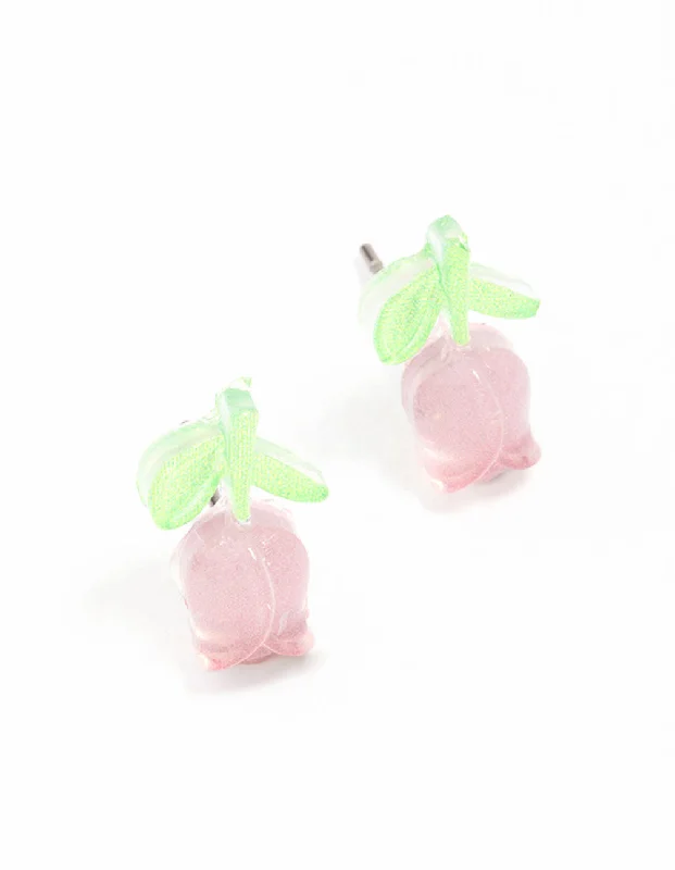 Women’s butterfly earrings-Rose Enamel Stud Earrings