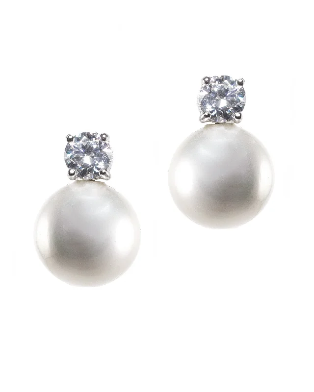 Women’s hoop earrings-Classic Pearl and CZ Clip Earrings