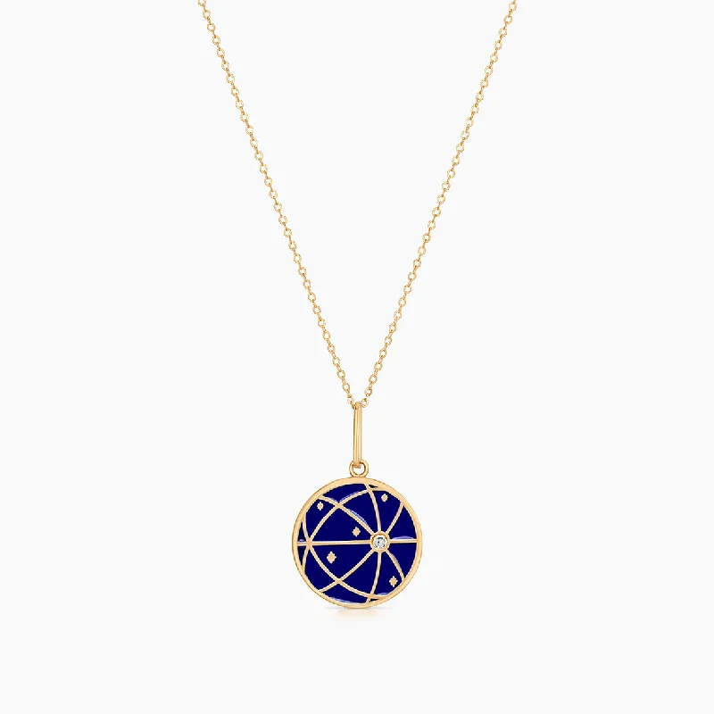 Women’s moonstone necklaces-Atlas Blue Enamel Necklace