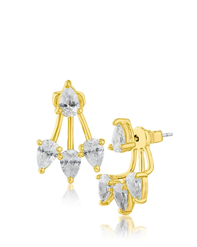 Women’s celestial earrings-Pear CZ Front to Back Earrings