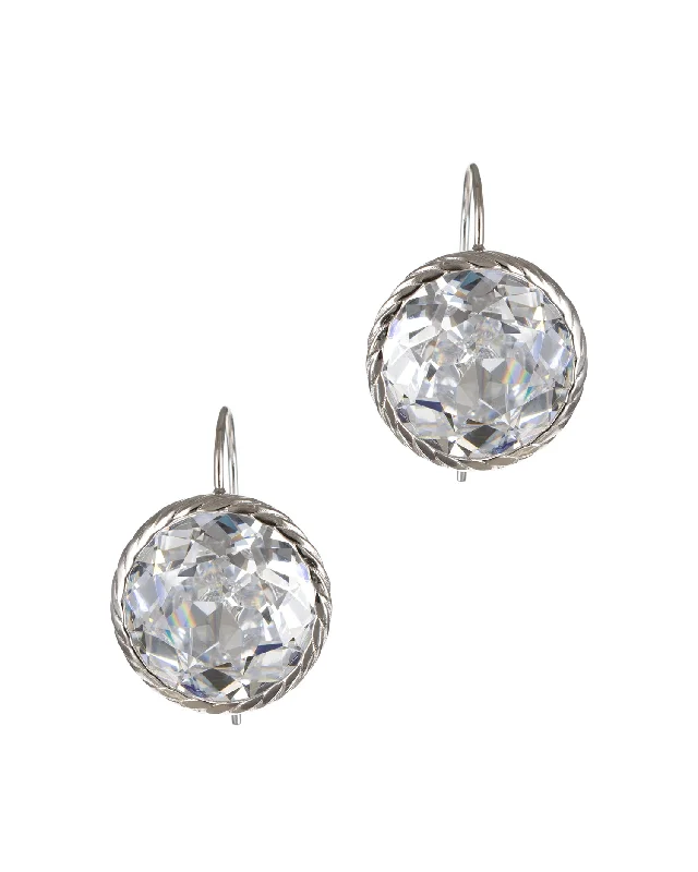 Women’s cubic zirconia earrings-Round CZ Rope Bezel Earrings