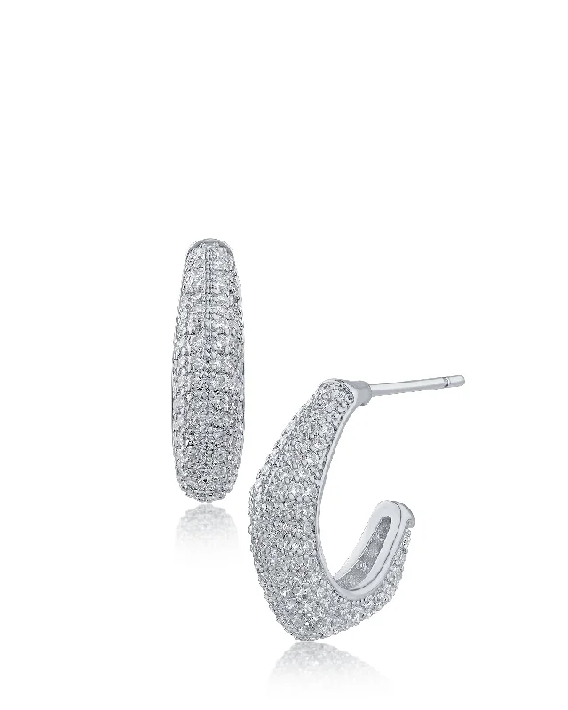 Women’s large earrings-Pave Hexagon Hoop Earrings