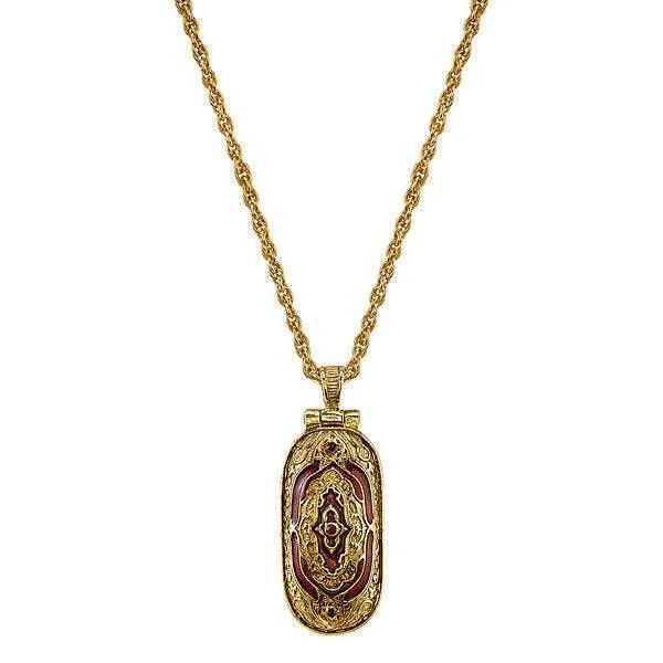 Women’s pendant with gemstones-Symbols Of Faith Red Enamel Swing Open Pendant Enclosed Reliquary Crucifix Necklace 30"