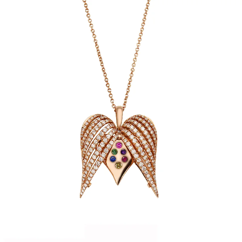 Women’s gold choker necklaces-Angel Heart Large Diamond Pendant