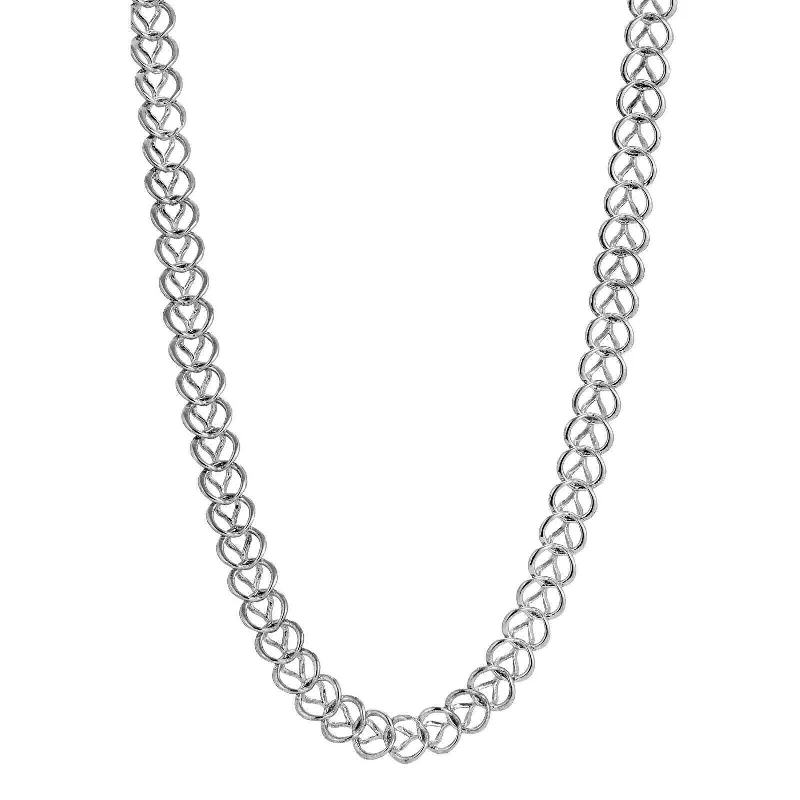 Women’s birthday necklaces-1928 Jewelry Silver Handmade Link Chain Necklace 18"