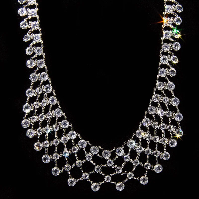 Women’s herringbone necklaces-1928 Jewelry Vintage Austrian Crystal Collar Necklace 15" Chain