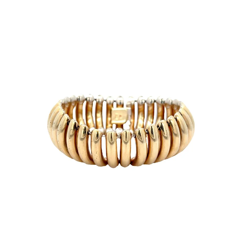 Women’s gemstone cuff bracelets-$5625 14KYG 7.5 CONVEX RIBBED BRACELET