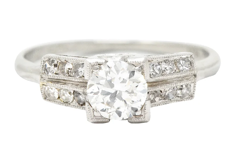 Women’s engagement rings with unique settings-Art Deco 0.65 CTW Old European Diamond Platinum Double Row Vintage Engagement Ring