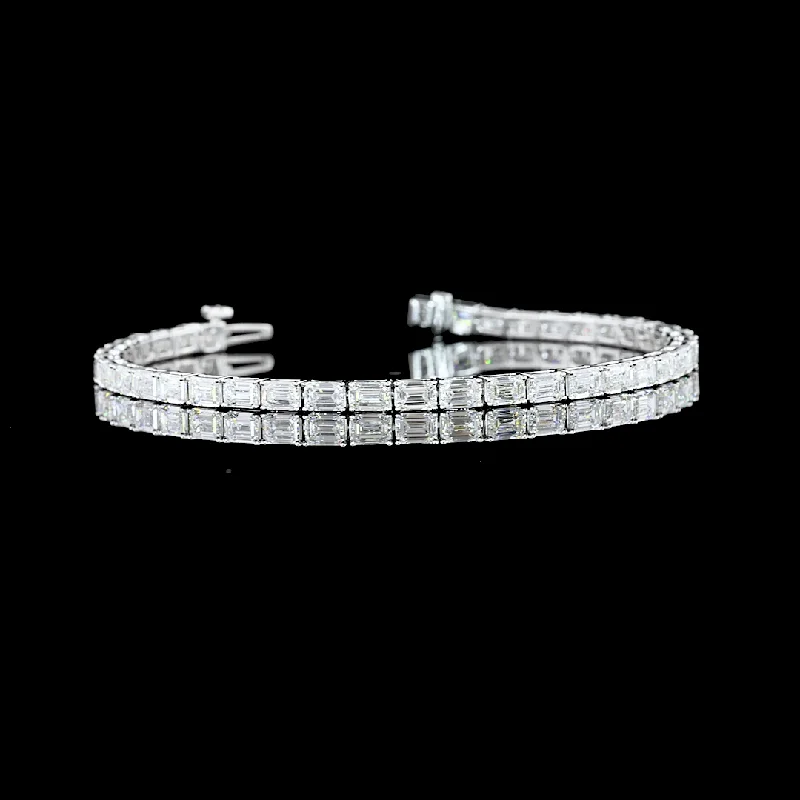 Women’s silver bangles-14k White Gold Lab Diamond Emerald 7.00 CTTW Tennis Bracelet 6.50" E VVS2