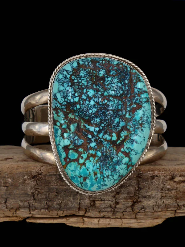 Women’s chic bracelets-Estate Large Nugget Turquoise Sterling Silver Cuff Bracelet